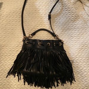 Rebecca mink off fringe crossbody purse black